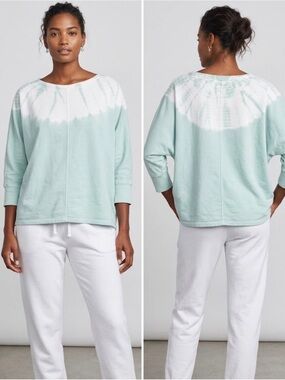 Pure Jill J.Jill Mint Green Tie Dye Organic Cotton Long Sleeve Tunic Top large P